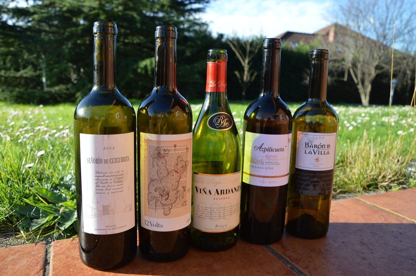 Botellas de vino tinto